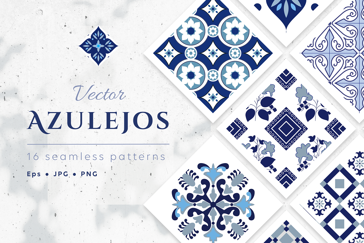 Vector seamless azulejos patterns., a Pattern Graphic by Getalo Viktoriia (Photo 1 of 8)