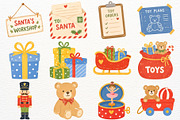 Santa's Workshop Clipart Christmas, a Seasonal Illustration by SugarCloudStudioArt (Thumbnail 3 of 6)