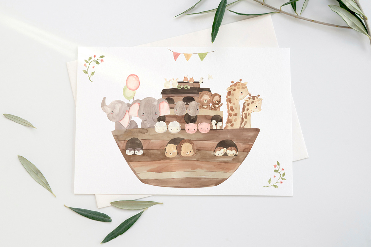 NOAH’S ARK. Watercolor, an Animal Illustration by OlliArtDesign (Photo 6 of 7)