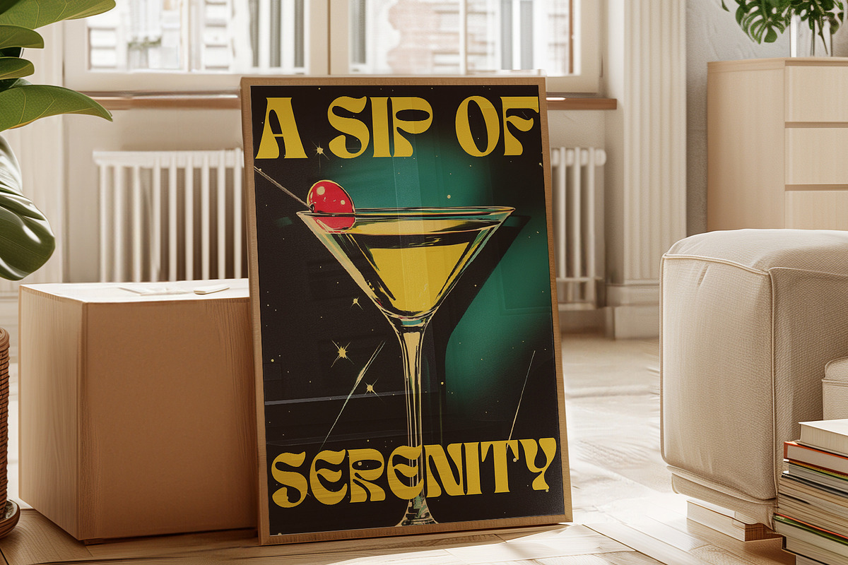 Retro Martini Wall Print Design, an Illustration by RossiGalleria (Photo 1 of 2)