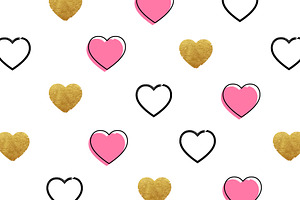 Handdrawn Heart Shape Pattern, a Pattern Graphic by Black White Mouse Design