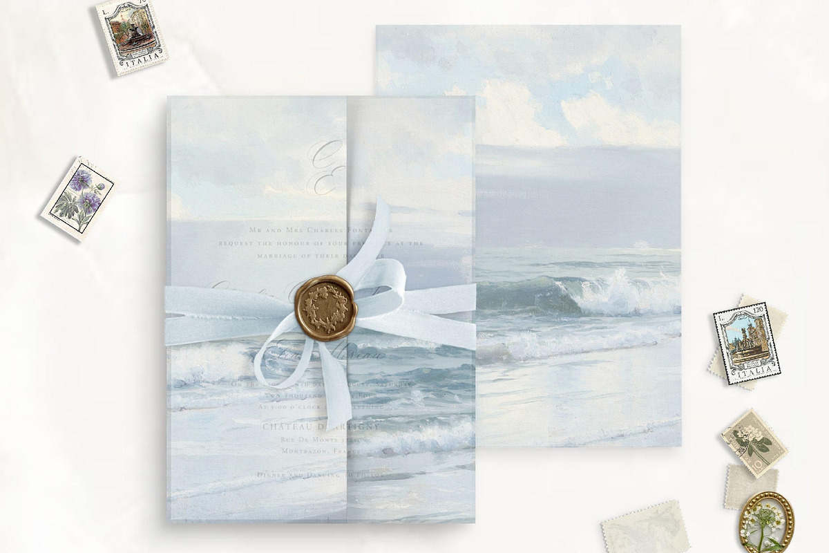 Seashore Printable Vellum Wrap, a Stationery Template by SilverJoyAtelier (Photo 1 of 3)