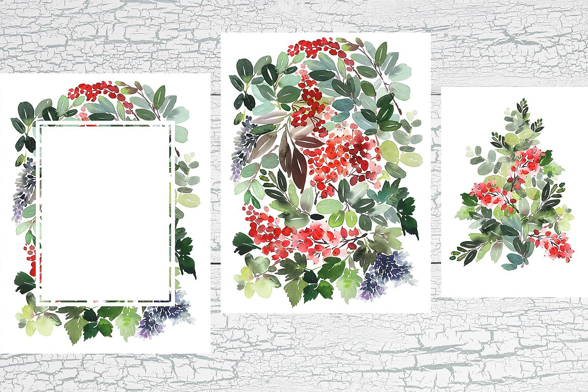 4-in-1 Watercolor Christmas Set, a Card Template by Karma (Photo 4 of 34)