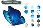 Blue watercolor butterflies, an Illustration by Art Watercolor (Thumbnail 2 of 4)