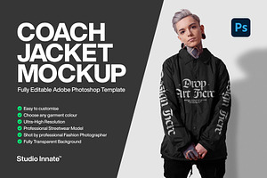 Coach Jacket Mockup – Modelled