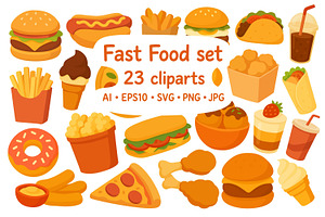 Fast Food Set, a Food Illustration by ananastya