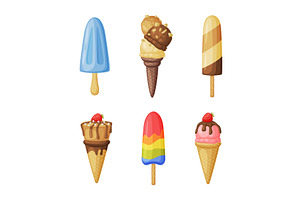 Ice Cream in Waffle Cone and on, a Food Illustration by TopVectors