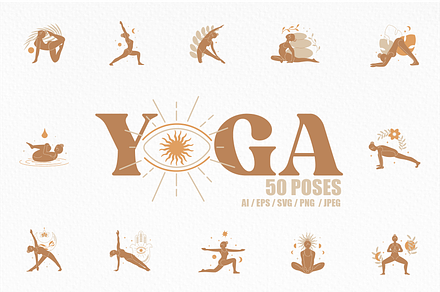 Yoga Vector Clip Art Collection, a Healthcare Illustration by Vibérains