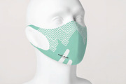 Teal Fabric Face Mask Model Mockup, a Mask Mockup by DesignRushMarket (Thumbnail 1 of 2)