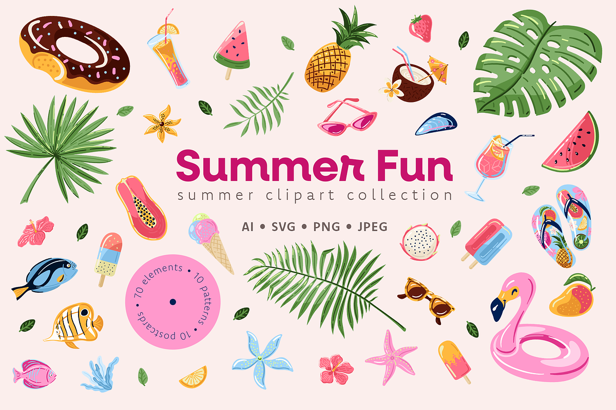 Summer vector clipart, beach sticker, a Seasonal Illustration by harmonia_green_art (Photo 1 of 14)