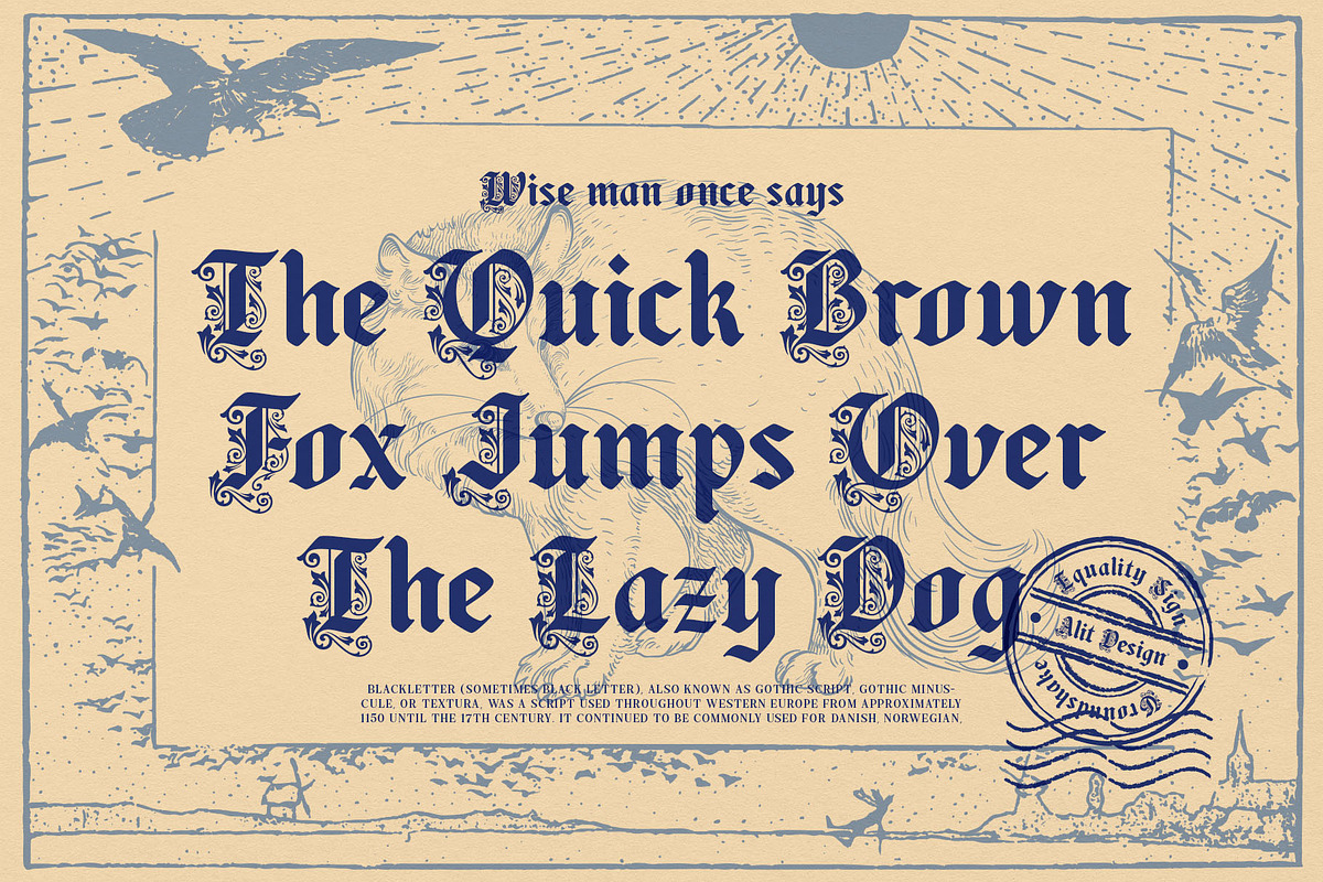 Black Kiyrand Typeface, a Blackletter Font by alit design (Photo 15 of 17)