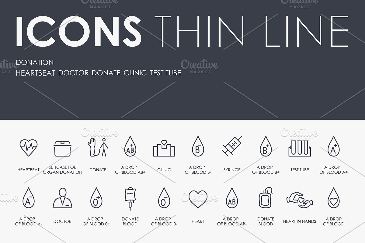 Donation thinline icons, an Outline Icon by Palau (Photo 1 of 5)