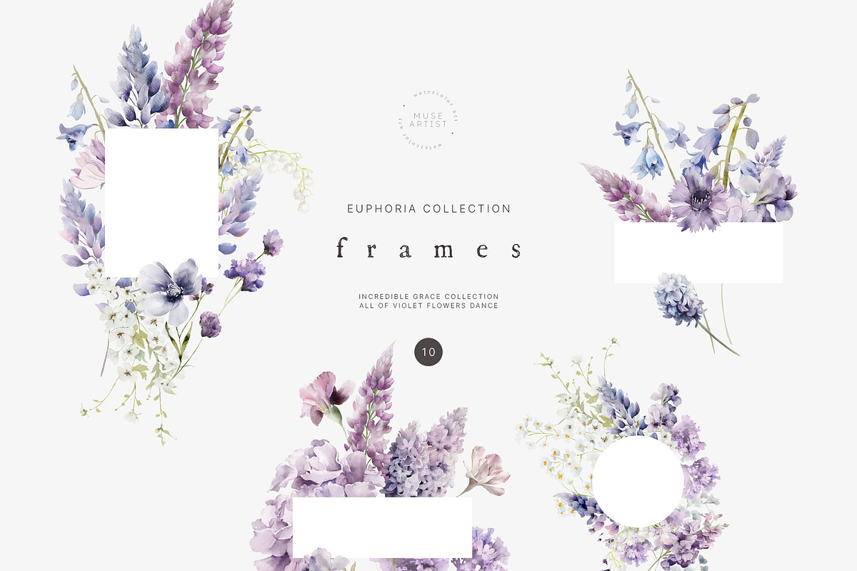 EUPHORIA Purple Watercolor Florals, a Decorative Illustration by Muse Artist (Photo 7 of 12)
