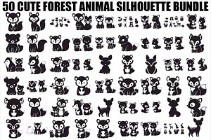 Cute Forest Animal Silhouette Bundle, an Illustration by Creativeshirt