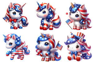 Patriotic Cute Unicorn Clipart