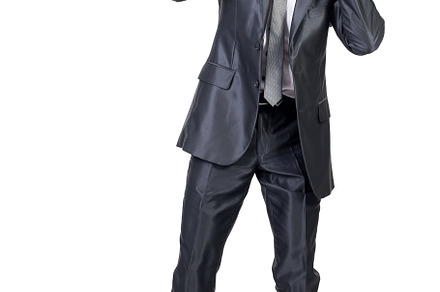 Businessman covering ears from unpleasant noise. White background., a Business Photo by Iván Moreno STOCK PHOTO