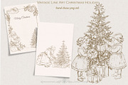 Vintage Line Art Christmas Holiday, a Decorative Illustration by AlenaVlasko stock Market (Thumbnail 1 of 6)
