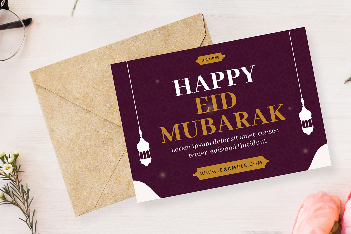 Happy Eid Mubarak Greeting Card, a Card Template by MightyDesign (Photo 1 of 6)