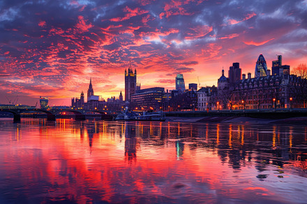 A breathtaking sunset paints the sky, a Photo by Tanuart