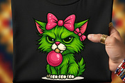 Green Angry Grumpy Christmas Cats, an Animal Illustration by Tanya Kart (Thumbnail 2 of 11)