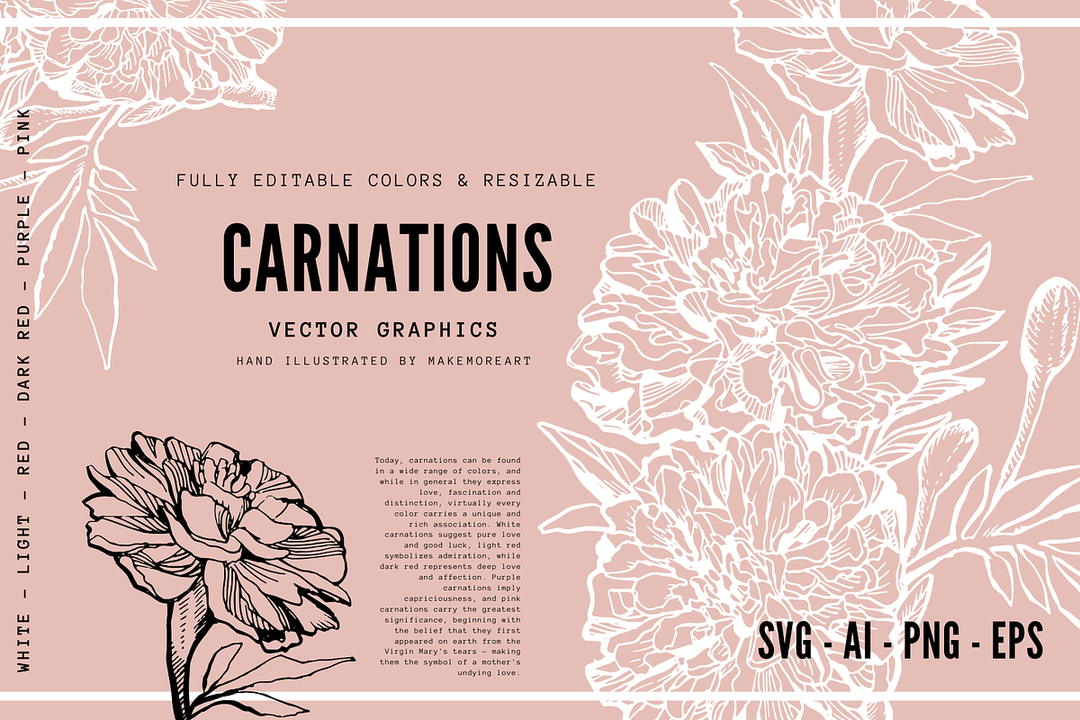 Carnations Ink Illustrations SVG, an Illustration by Artbykimmyw (Photo 2 of 3)