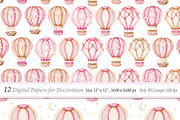 Hot Air Balloon Clipart, a Transportation Illustration by TitaLivingArt (Thumbnail 9 of 11)