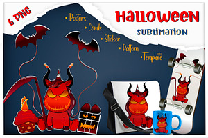 Davil Unicorn Halloween Sublimation