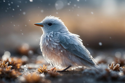 small white bird and falling snow, an Animal Photo by sirylok