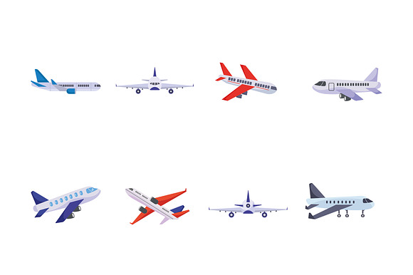 Airplane Flying Illustration Set preview 2
