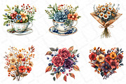 Watercolor Fall Floral Clipart, an Illustration by DreamPrint404 (Thumbnail 3 of 6)