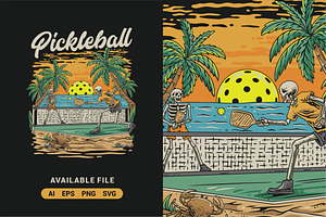 Pickleball Vector Illustration, an Illustration by ImoogiStudio