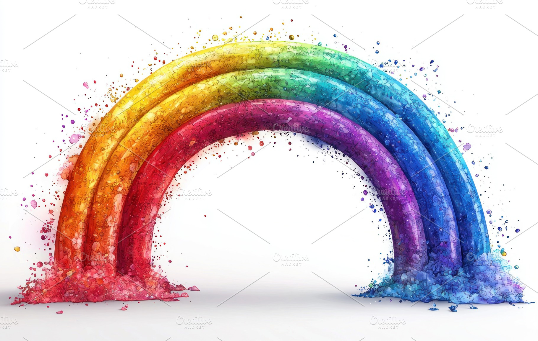 Colorful abstract rainbow arch in watercolor and ink splatter st, a Background Photo by José Manuel Gelpi
