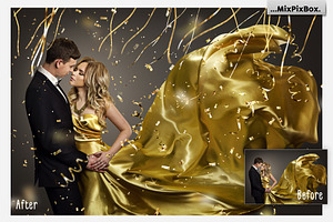 Golden Confetti Photo Overlays