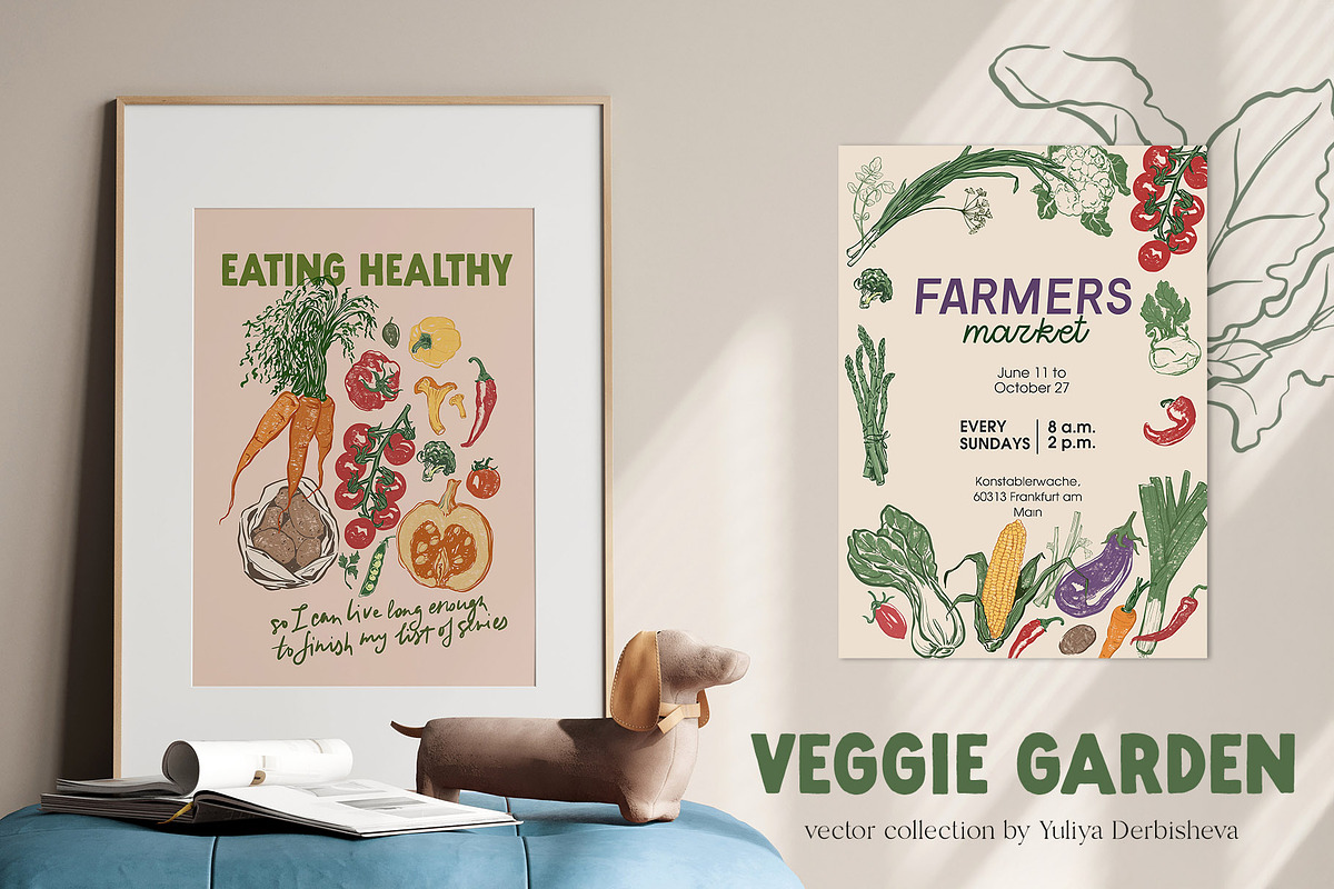 Vegetables vector poster pattern, an Object Graphic by Yuliya Derbisheva (Photo 4 of 10)