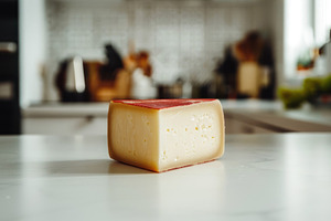 A close-up of a piece of cheese with, a Photo by LOGOCREATIVE
