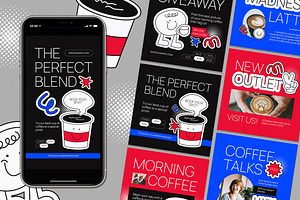 Coffee Shop Instagram Set, a Social Media Template by Aiyari Graphic