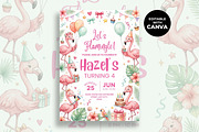 Flamingo Birthday Invitation, an Invitation Template by M9 Design (Thumbnail 1 of 4)