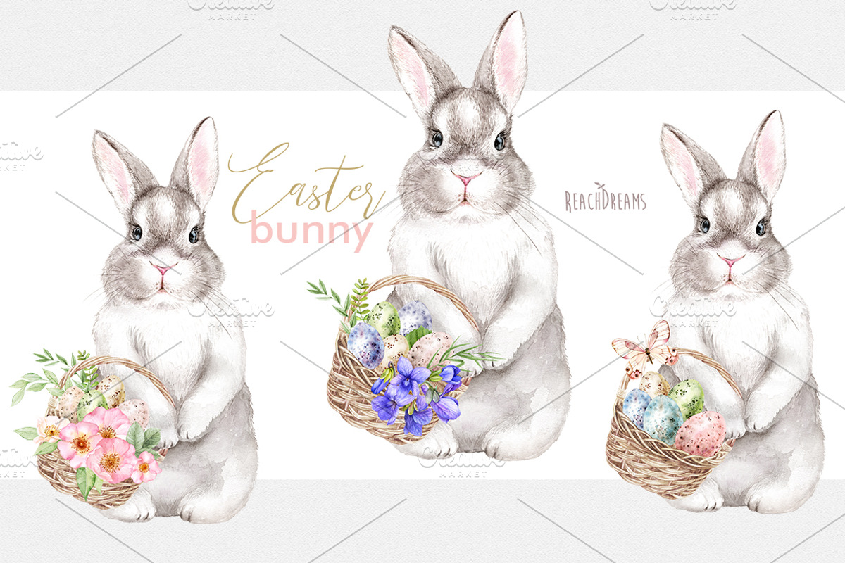 Easter bunny collection, an Animal Illustration by ReachDreams (Photo 2 of 7)