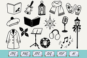 Christmas Caroling Doodle SVG Set, a Seasonal Illustration by Ghagra (Thumbnail 1 of 3)