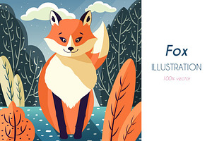 Fox illustration, vector