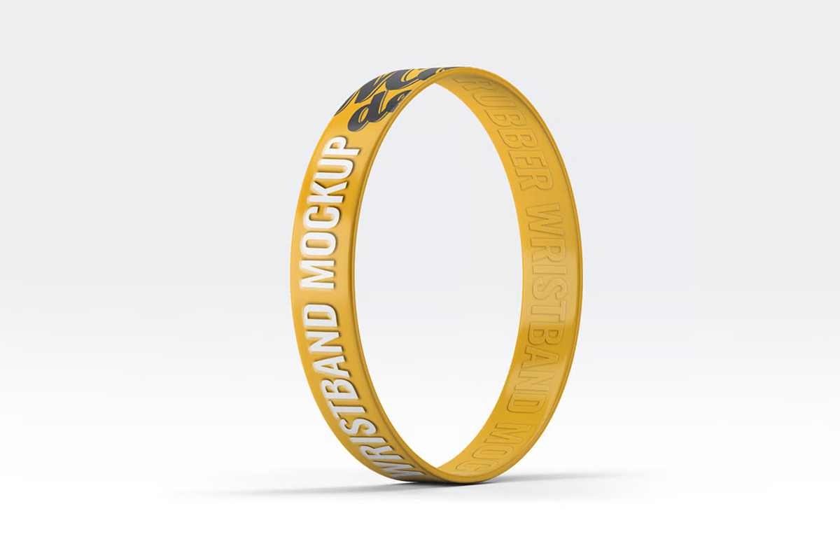 Silicone Rubber Wristband Mock-Up, an Apparel Mockup by DesignRushMarket (Photo 6 of 9)