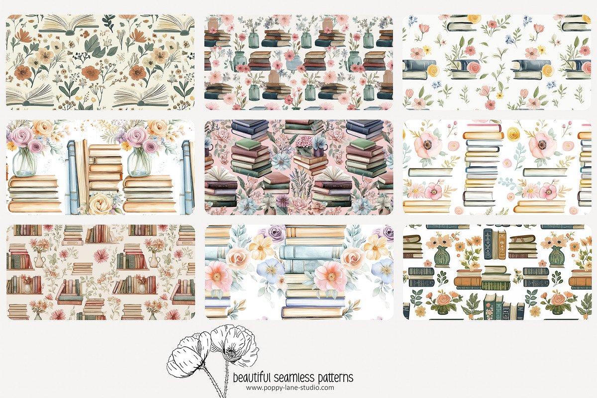 80 books seamless pattern, a Pattern Graphic by Poppy Lane Studio (Photo 7 of 11)
