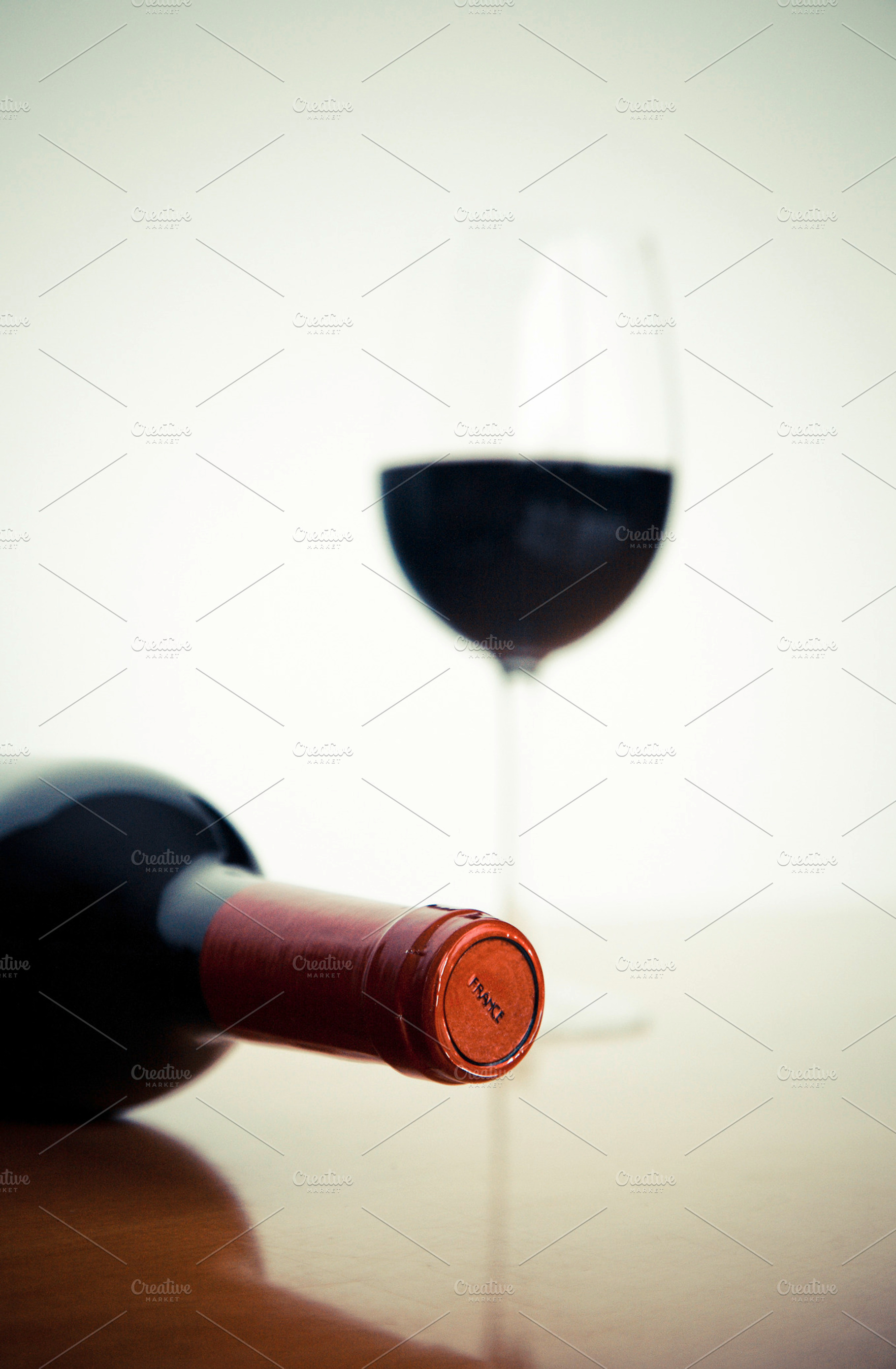 Glass Of Wine With Bottle