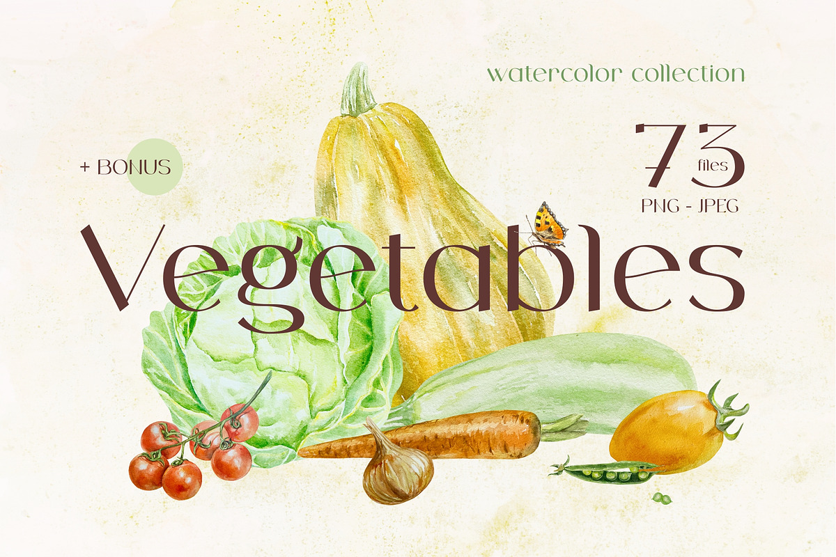 Vegetables Watercolor clip art, a Food Illustration by Farida Bik (Photo 1 of 12)