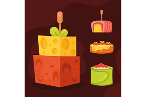 appetizers party four icons, a Food Illustration by studiogstock