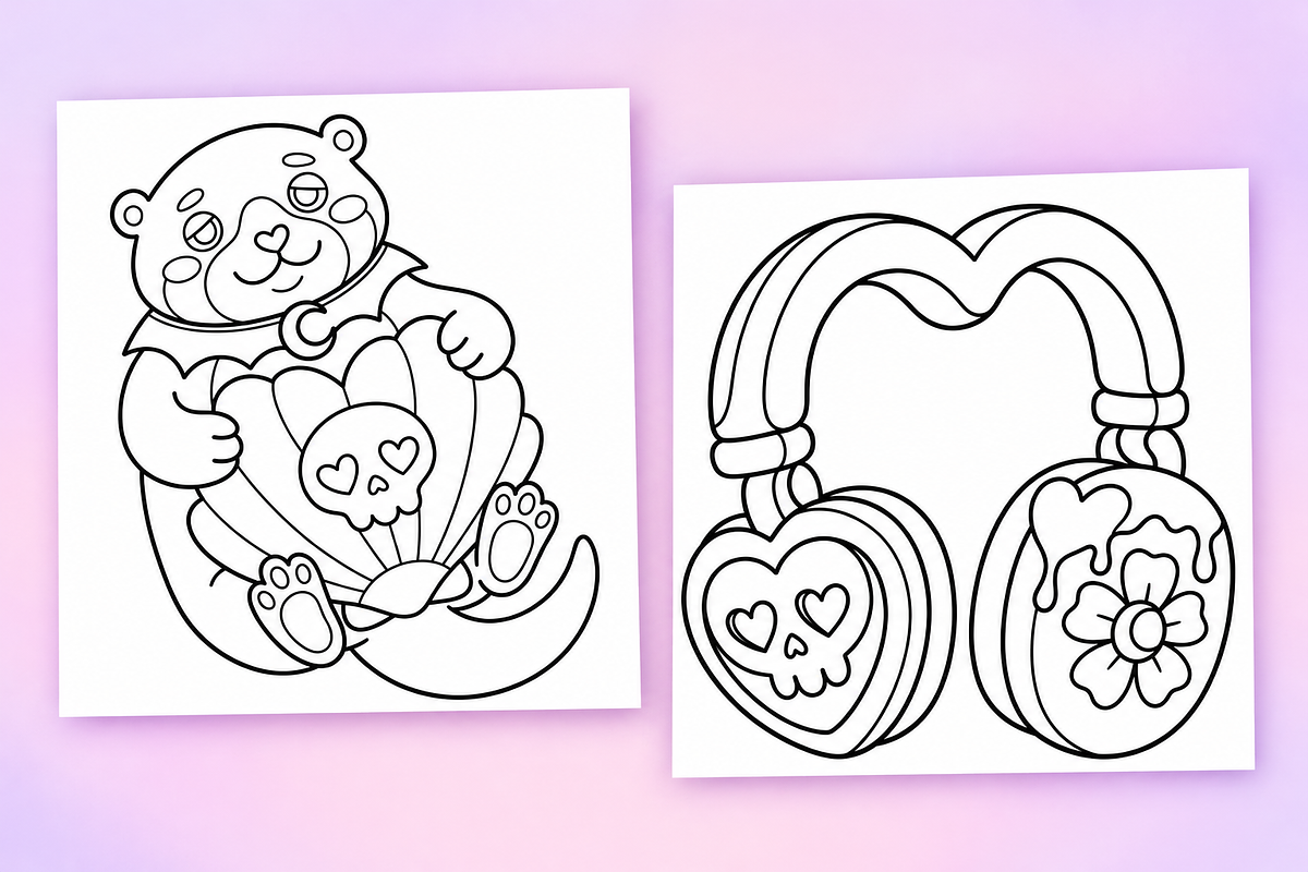 Spooky Love Coloring Pages Volume 4, a Seasonal Illustration by Inkivelle Studio (Photo 2 of 3)