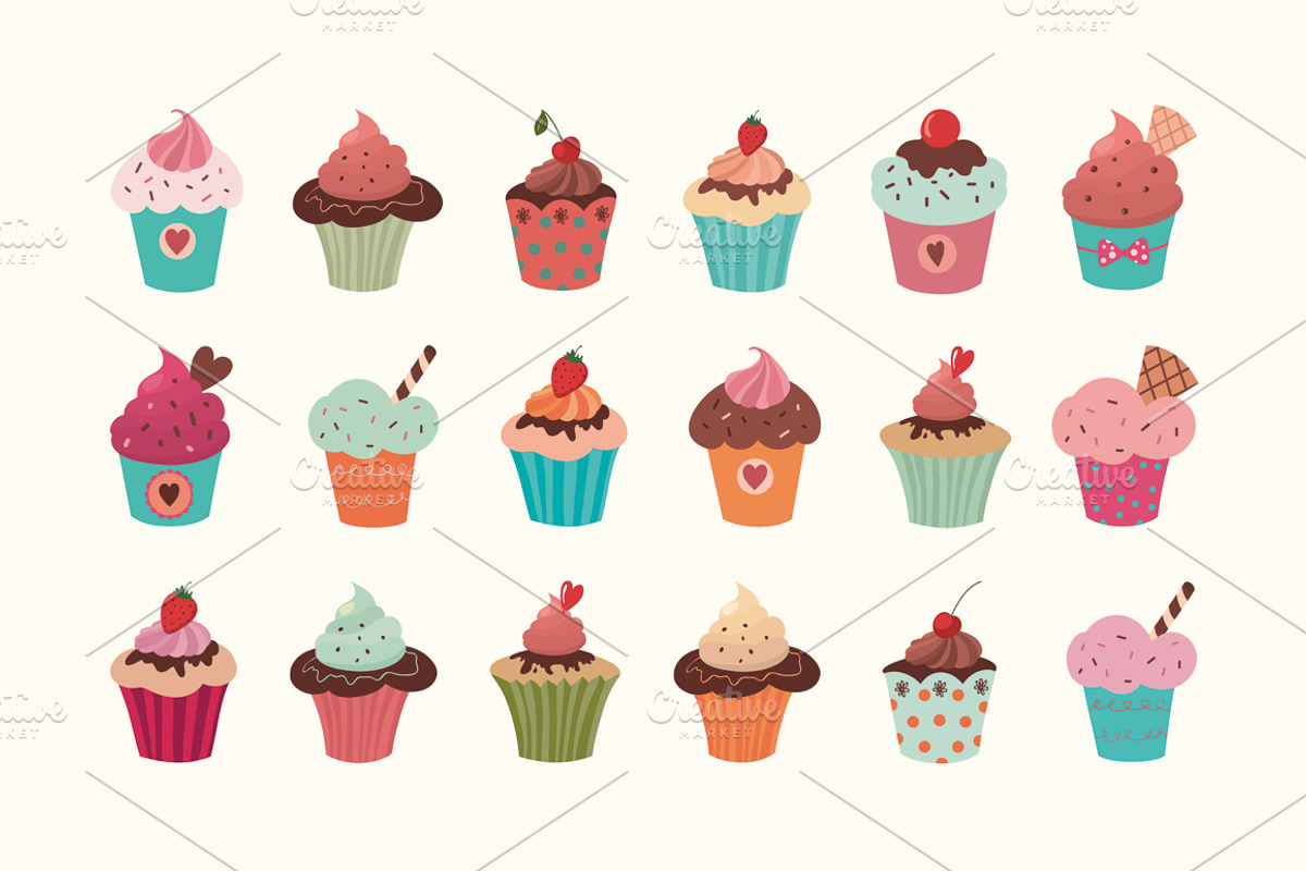 Delicious cupcakes, a Food Illustration by Inkant Studio