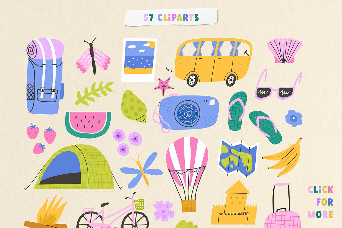 Summer vector clipart & patterns, an Illustration by Valerie (Photo 3 of 8)
