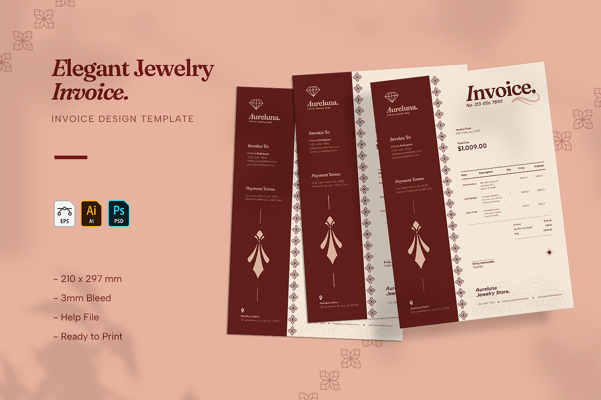 Elegant Jewelry - Invoice Template, a Print Template by VUNIRA (Photo 1 of 3)