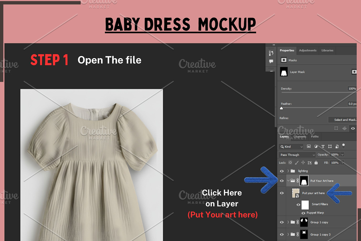 Baby Girl Dress Mockup, a Shirt Mockup by Nora Gad (Photo 2 of 15)